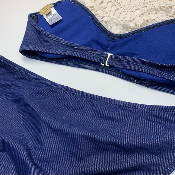HP {TRUE CRAFT} BLUE 2 Pc Bohemian Lace High Neck Bikini Large - Picture 8 of 16